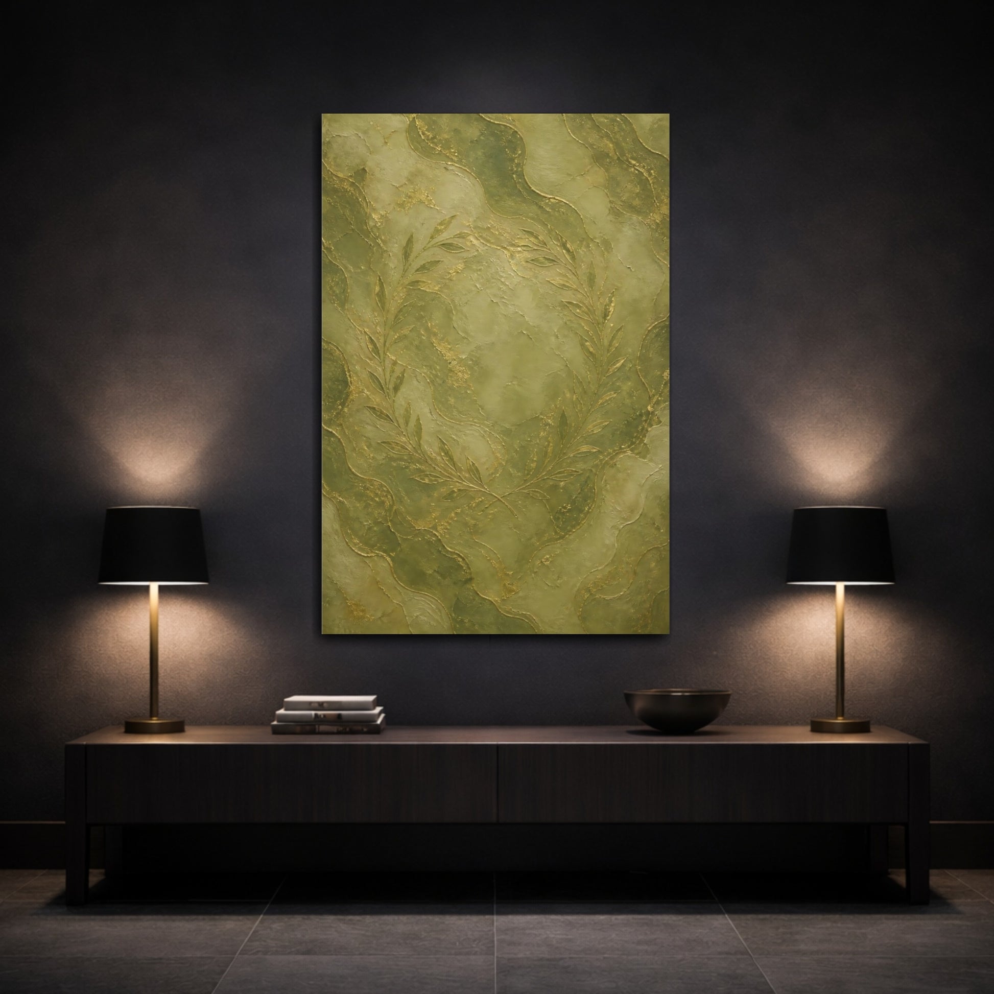 Mockup 3. Hidden Olive Wreath shown as canvas print