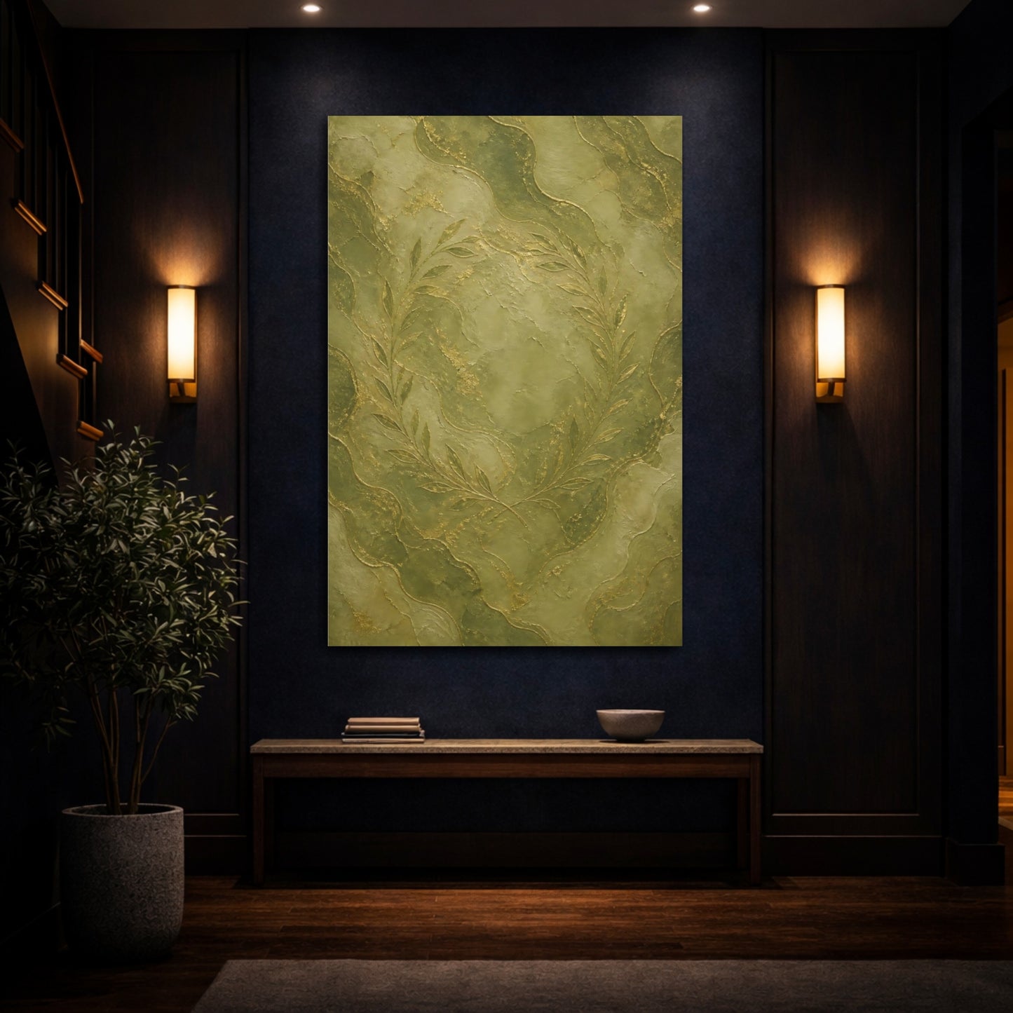 Mockup 4. Hidden Olive Wreath shown as canvas print