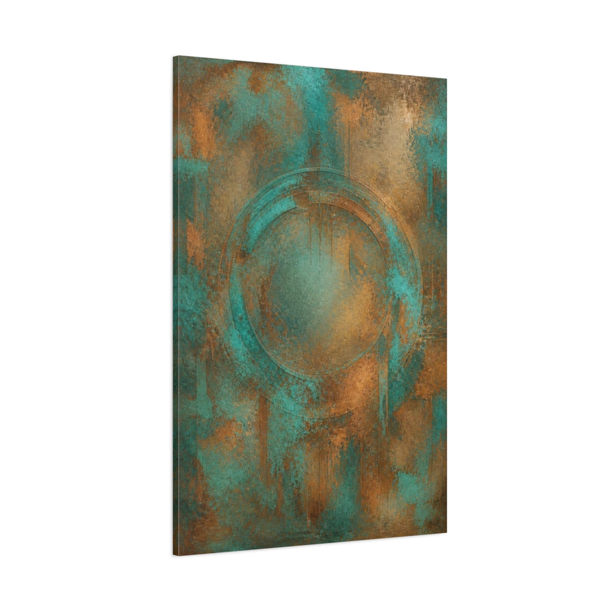 Side Mockup 1. Hidden Oxidized Circle shown as canvas print