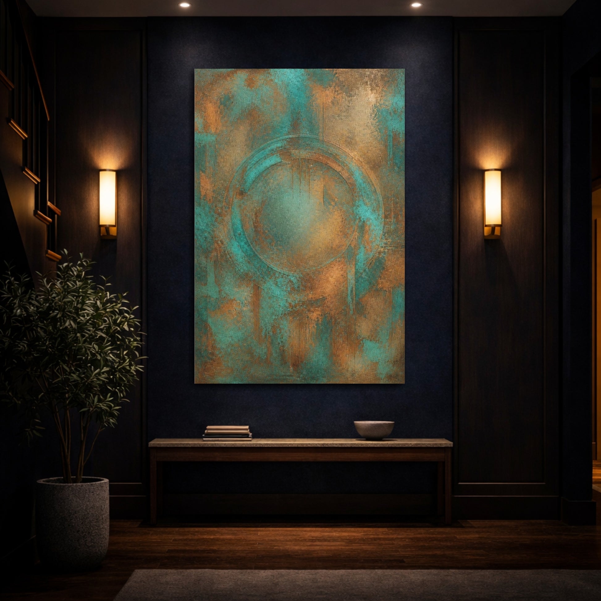 Mockup 4. Hidden Oxidized Circle shown as canvas print