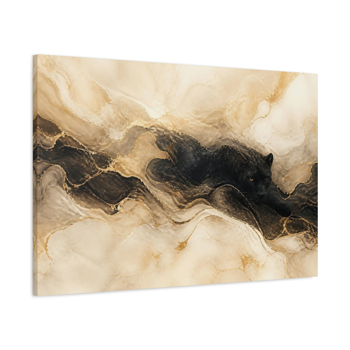 Main Mockup. Hidden Panther Gold Marble shown as canvas print