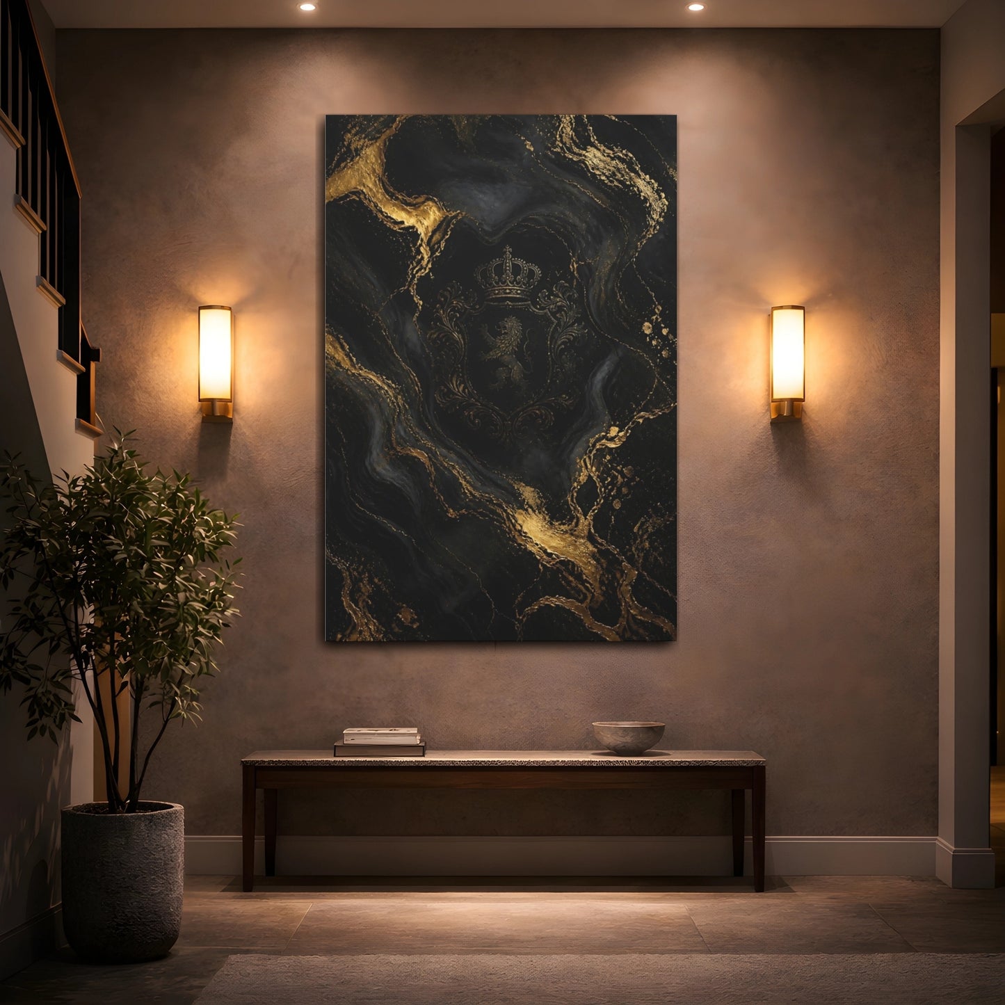Mockup 2. Hidden Royal Crest shown as canvas print