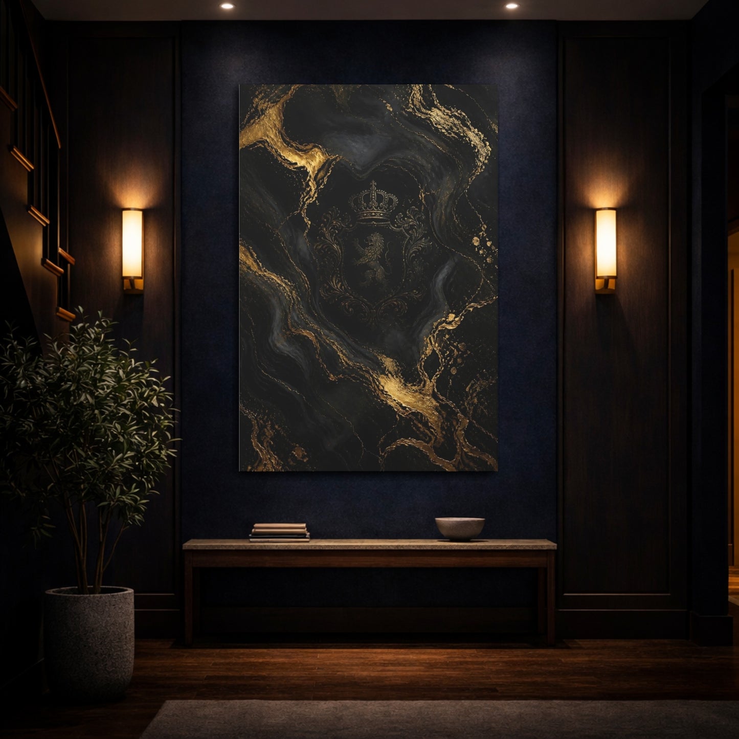 Mockup 4. Hidden Royal Crest shown as canvas print