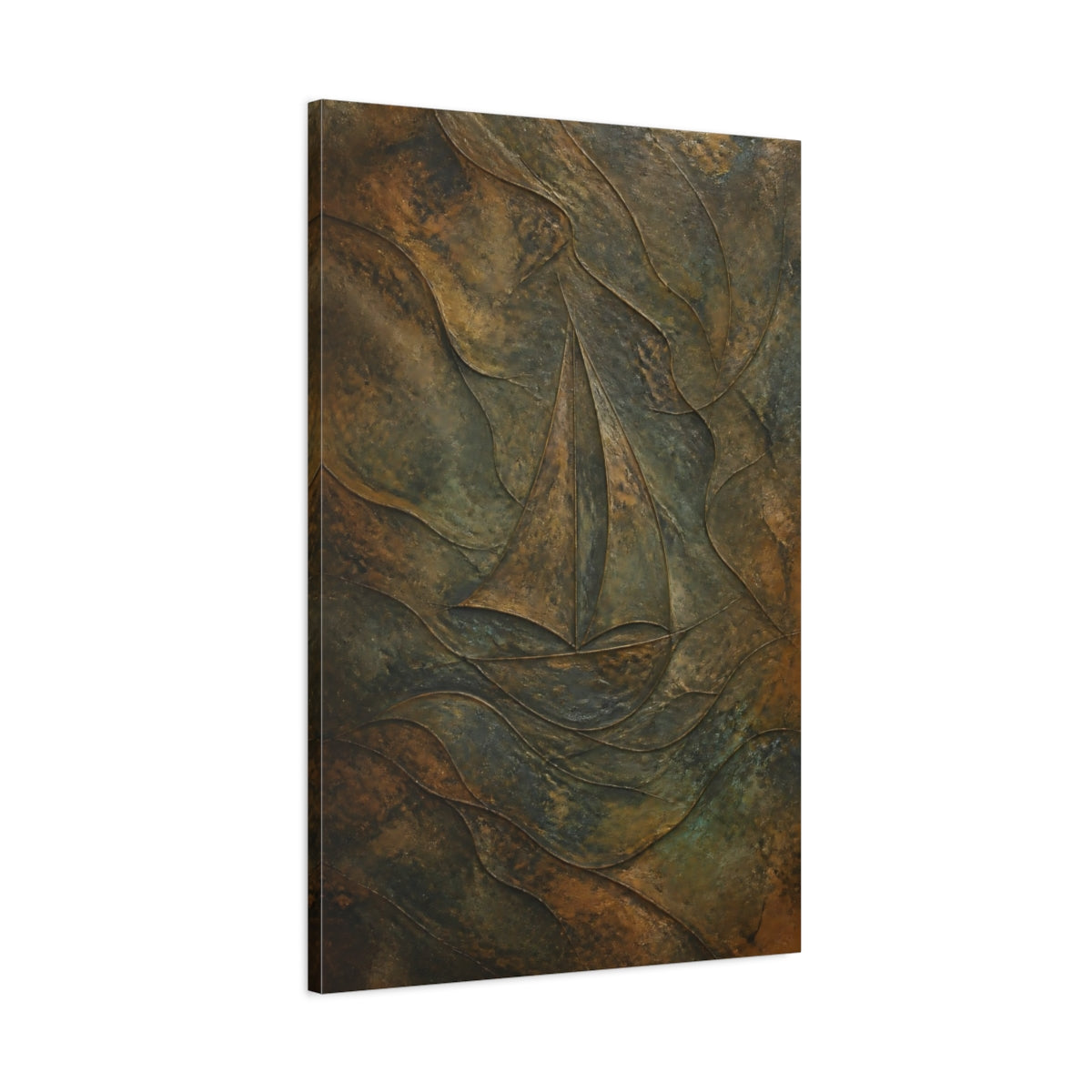 Main Mockup. Hidden Sailboat Relief shown as canvas print