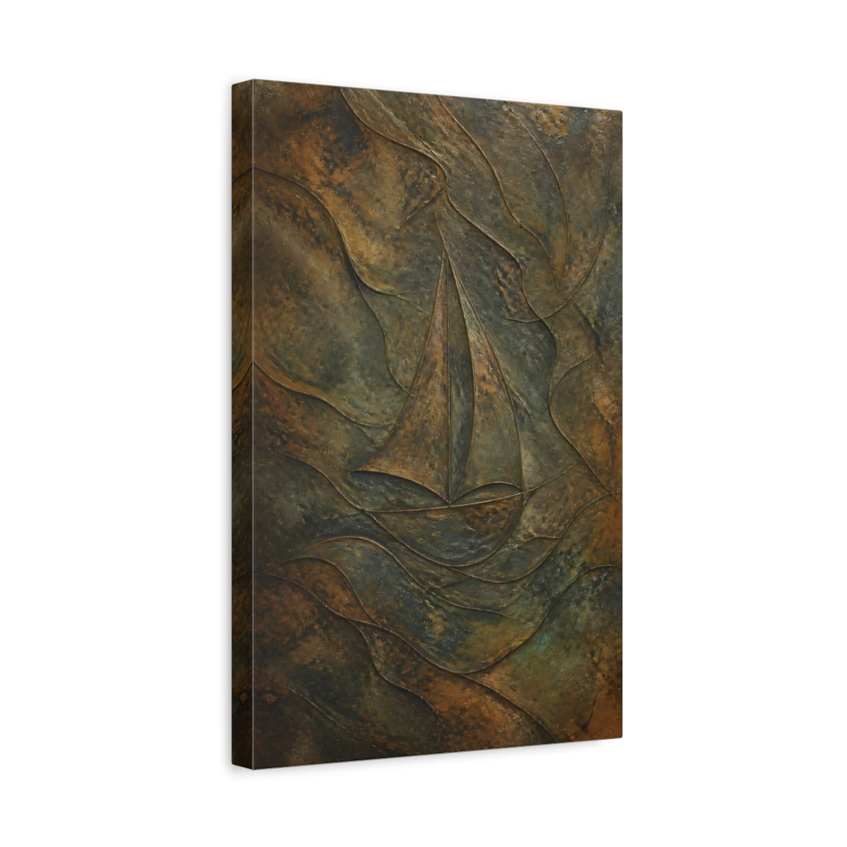 Side Mockup 4. Hidden Sailboat Relief shown as canvas print