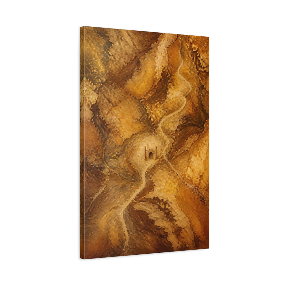 Side Mockup 2. Hidden Stone Gate Abstract shown as canvas print