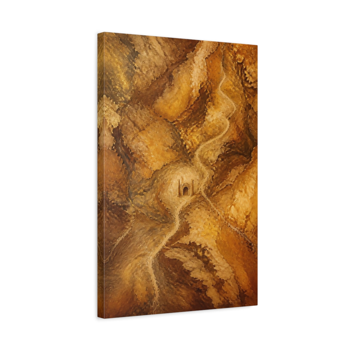 Side Mockup 3. Hidden Stone Gate Abstract shown as canvas print