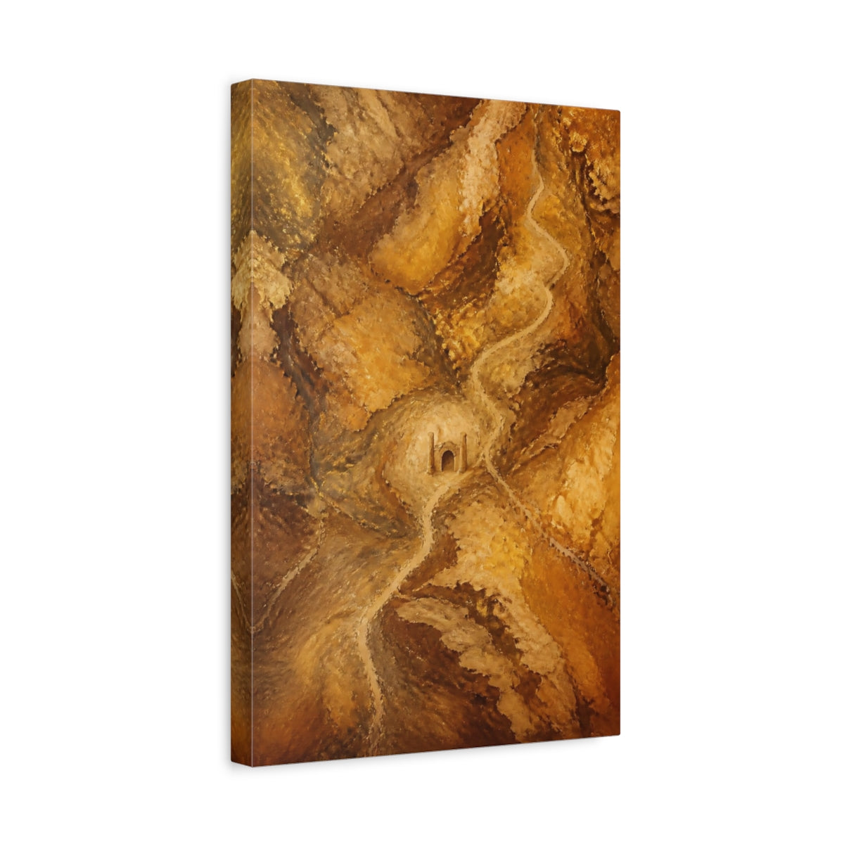 Side Mockup 4. Hidden Stone Gate Abstract shown as canvas print