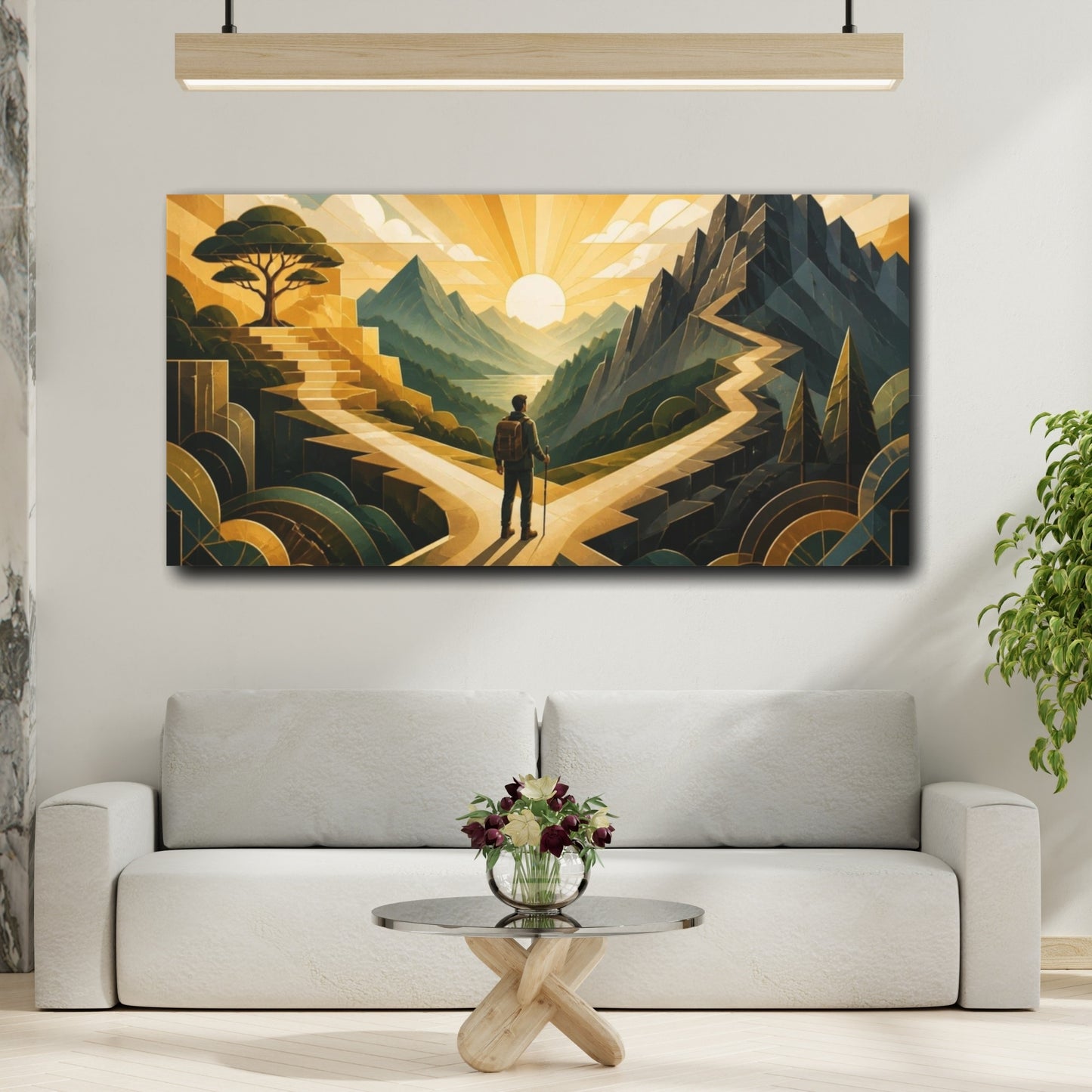 Mockup 2. Hiker Motivation At Dawn shown as canvas print