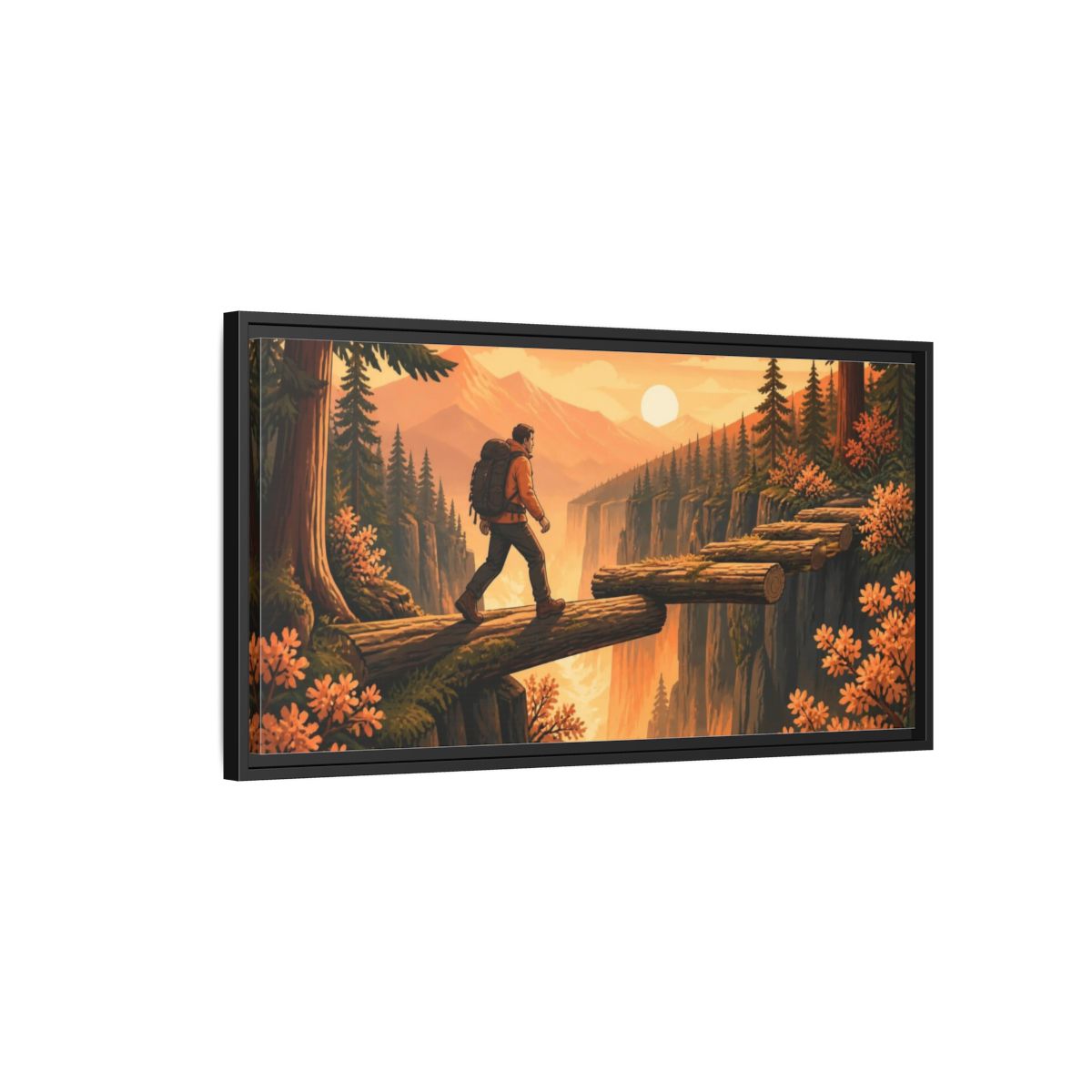 Side Mockup 2. Hiker Motivation Journey shown as framed canvas print