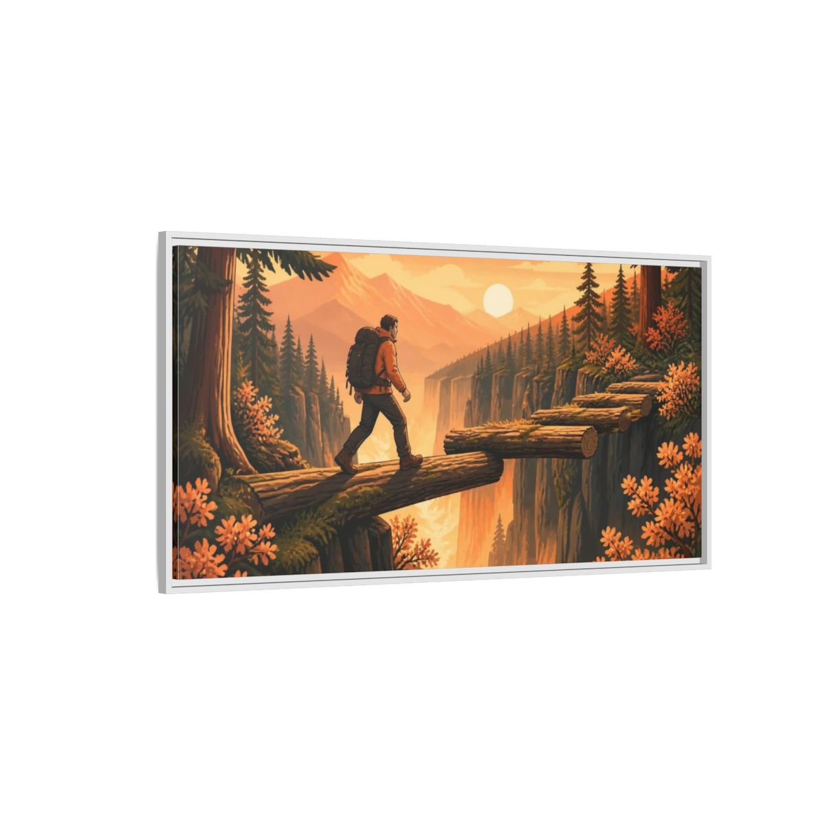 Side Mockup 3. Hiker Motivation Journey shown as framed canvas print