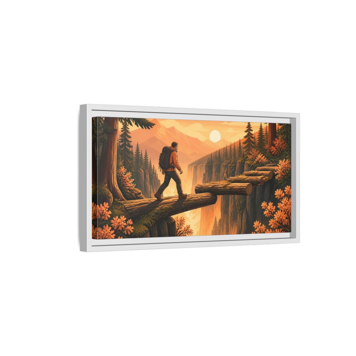 Side Mockup 6. Hiker Motivation Journey shown as framed canvas print