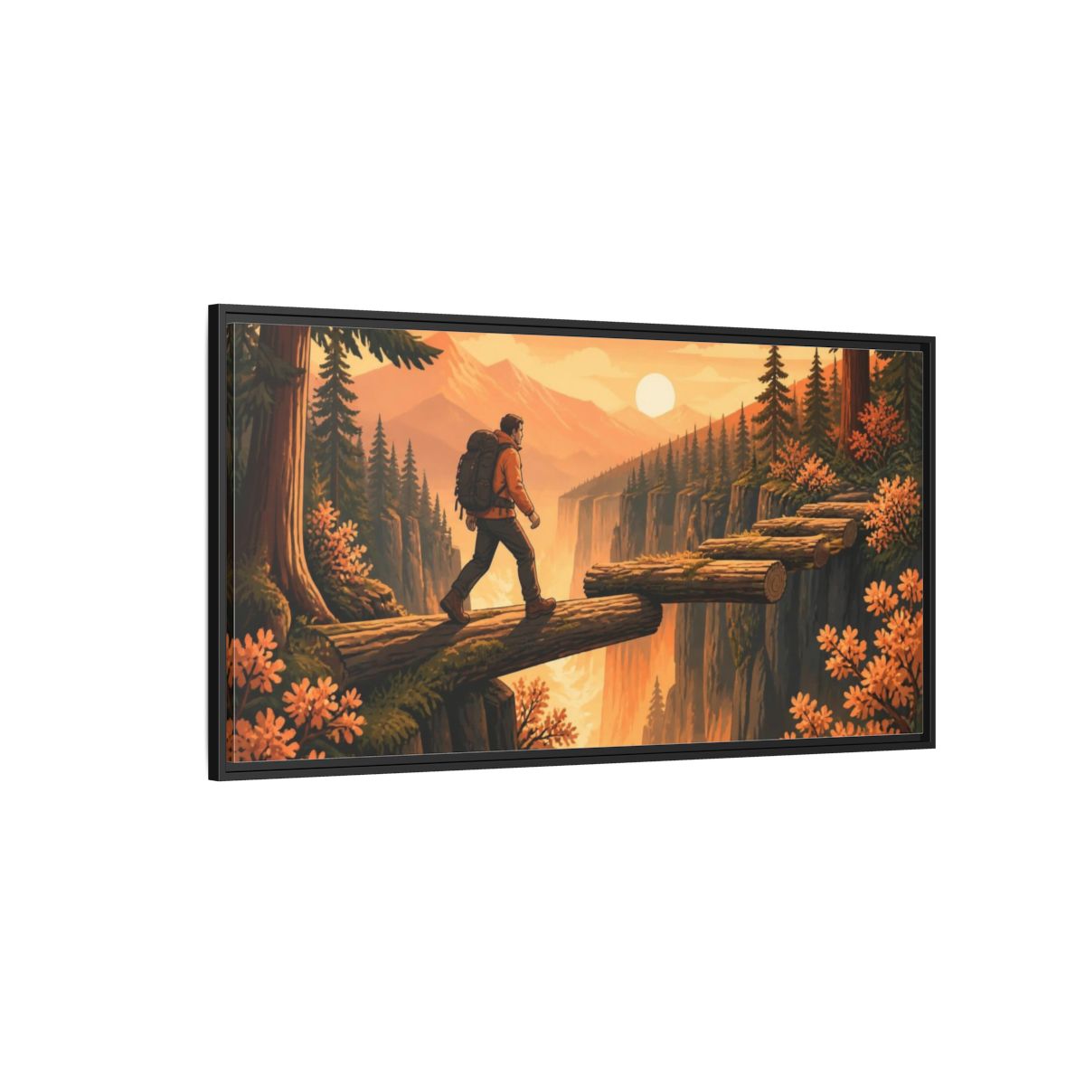 Side Mockup 5. Hiker Motivation Journey shown as framed canvas print