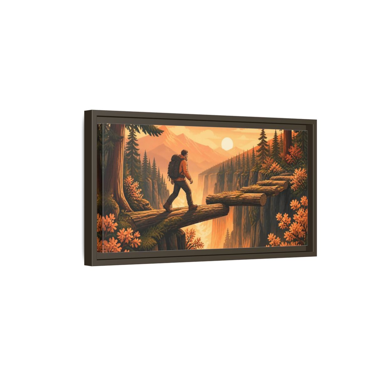 Side Mockup 7. Hiker Motivation Journey shown as framed canvas print