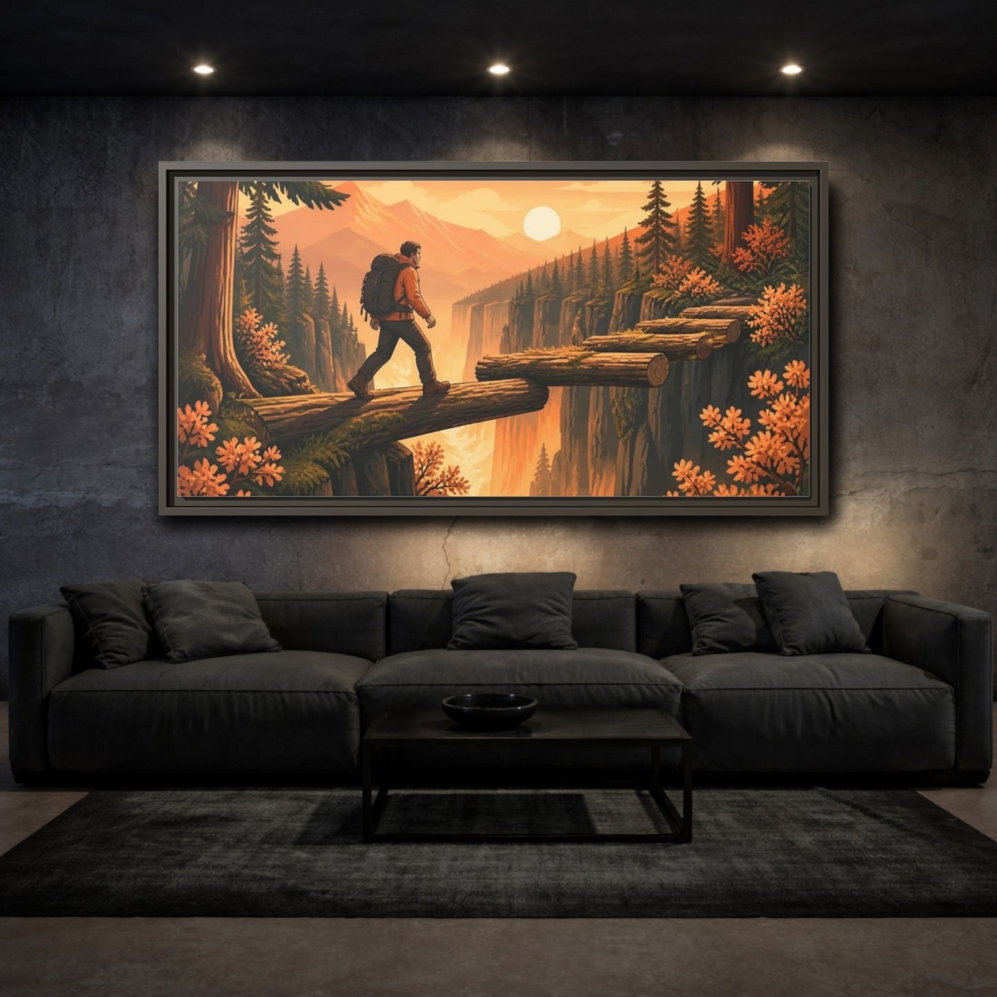Mockup 3. Hiker Motivation Journey shown as framed canvas print