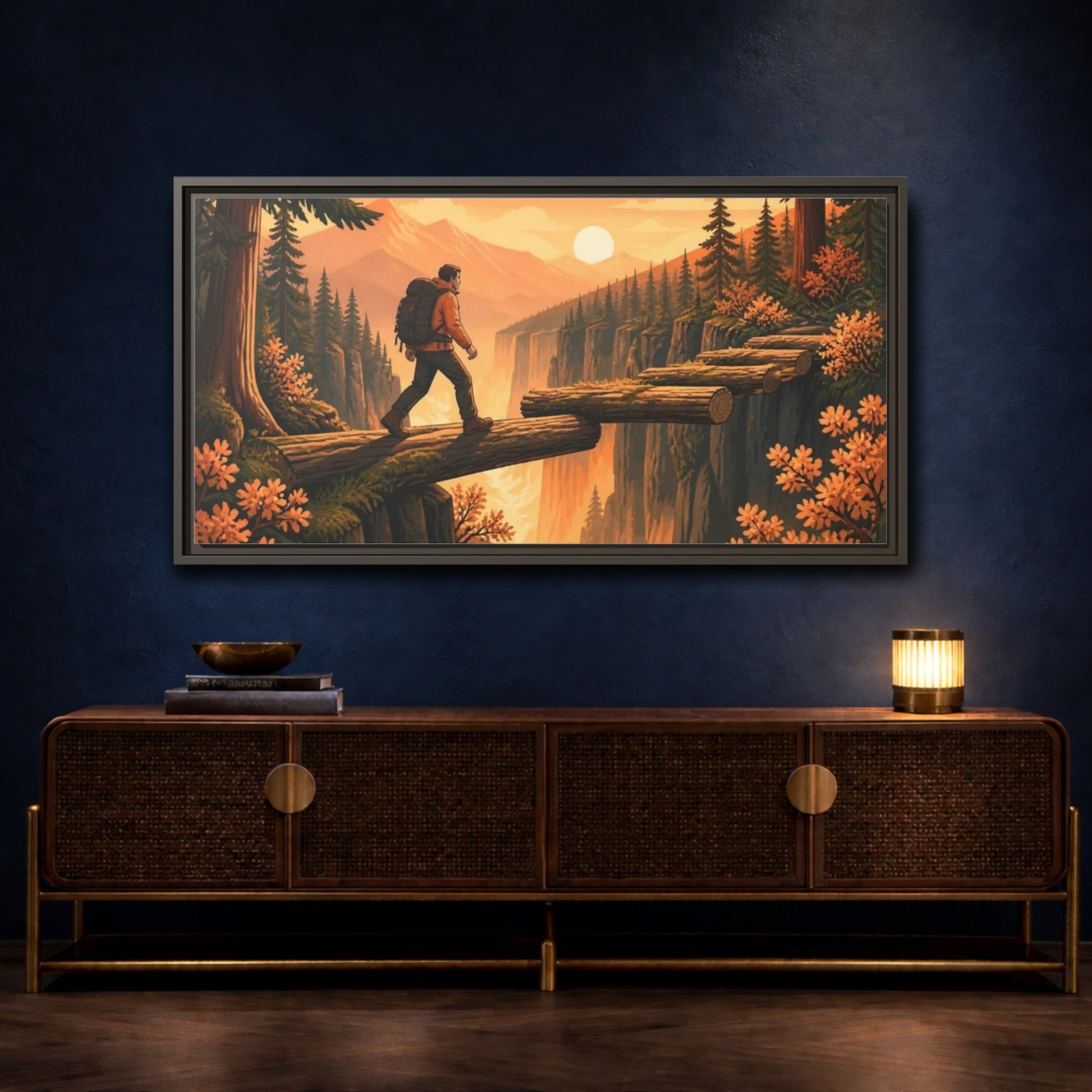 Mockup 4. Hiker Motivation Journey shown as framed canvas print