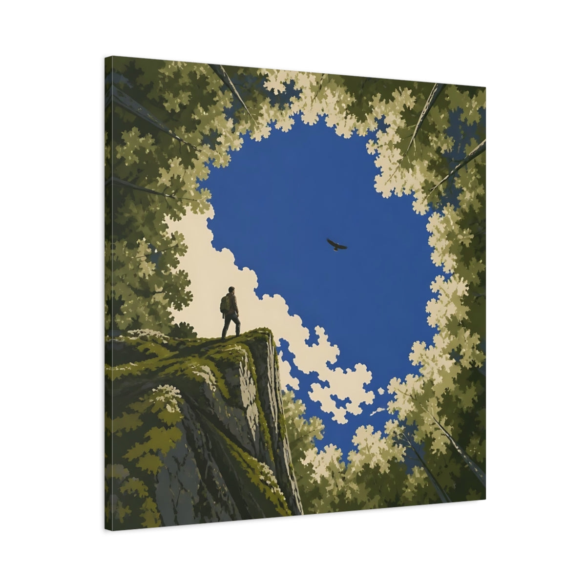 Main Mockup. Hiker On Cliff Edge shown as canvas print
