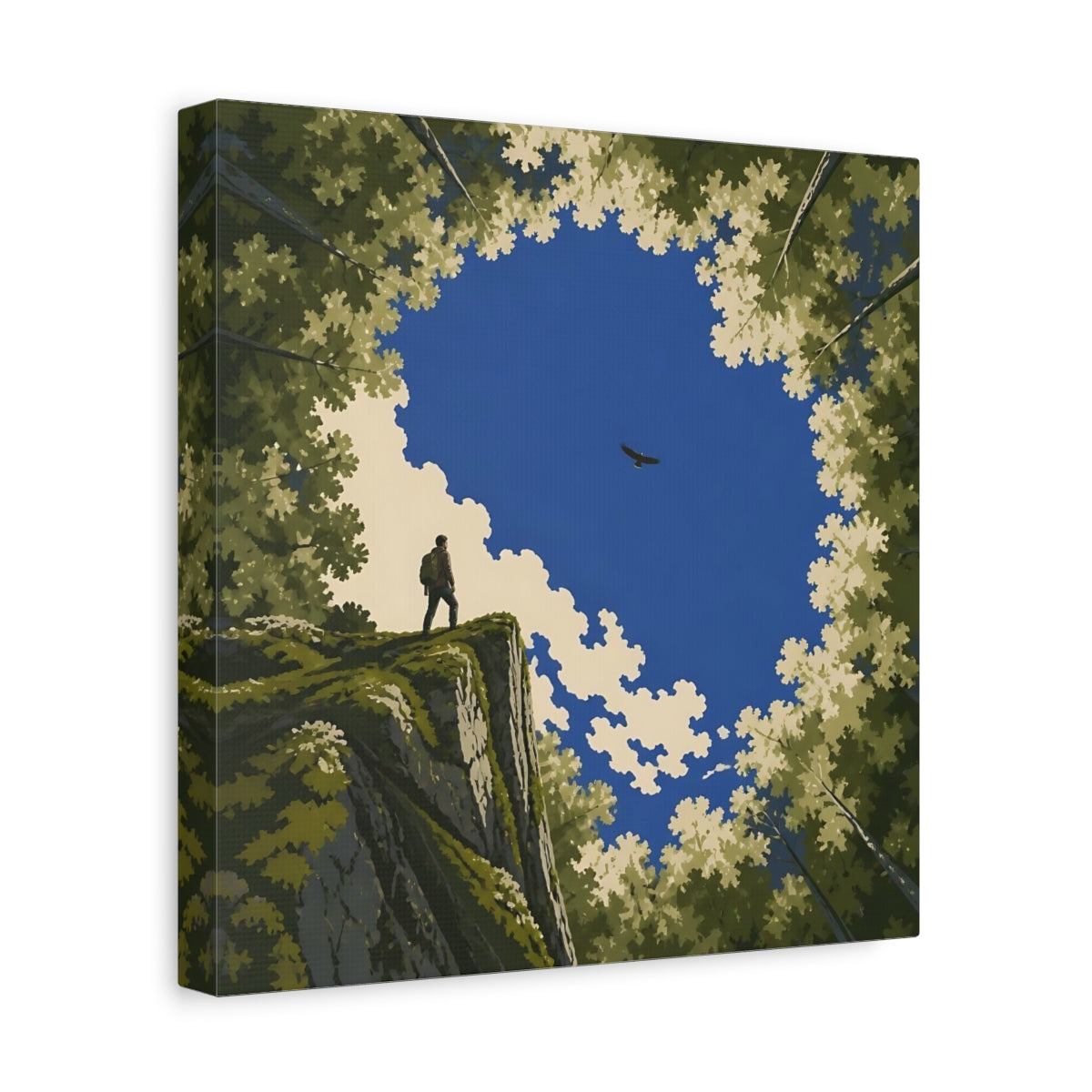 Side Mockup 8. Hiker On Cliff Edge shown as canvas print