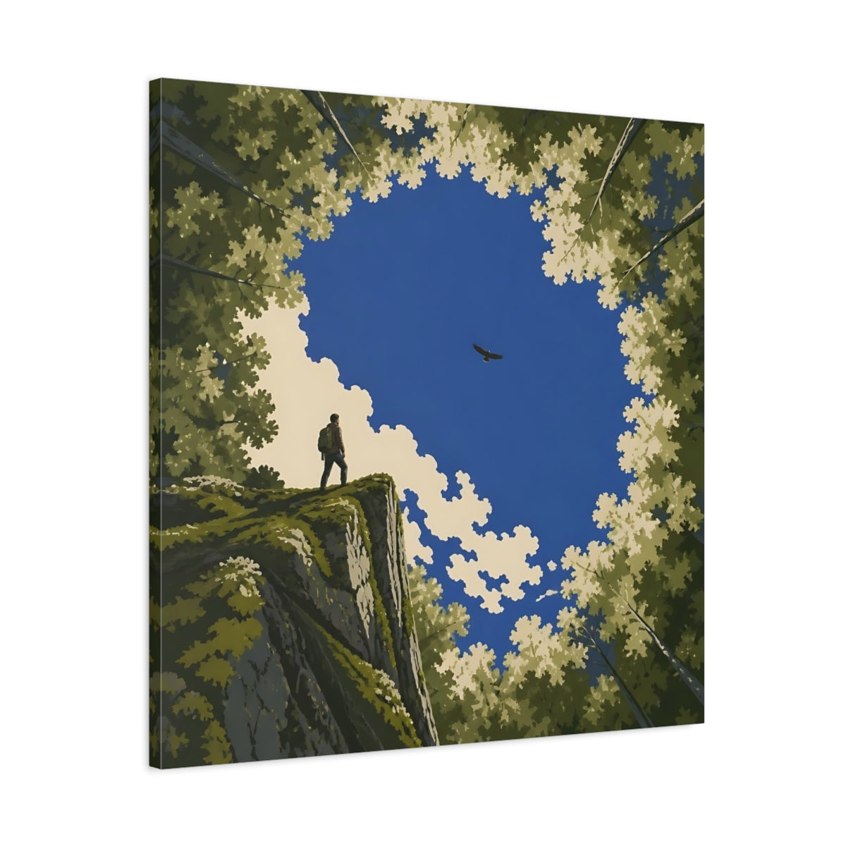 Side Mockup 3. Hiker On Cliff Edge shown as canvas print
