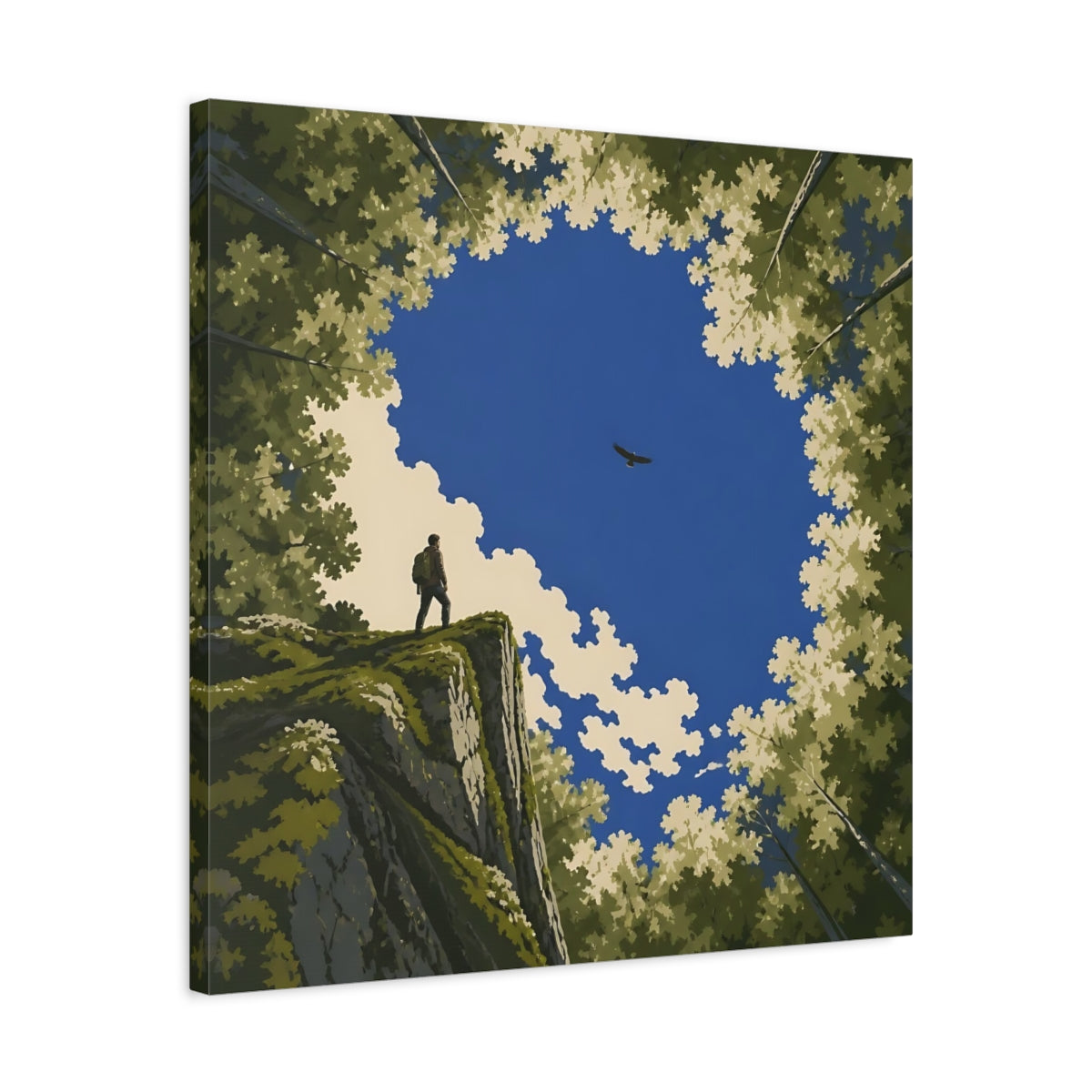 Side Mockup 4. Hiker On Cliff Edge shown as canvas print
