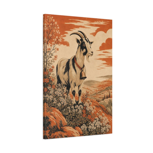 Hillside Goat With Bell Canvas Print – Living Room, Above Sofa - YesArtYes