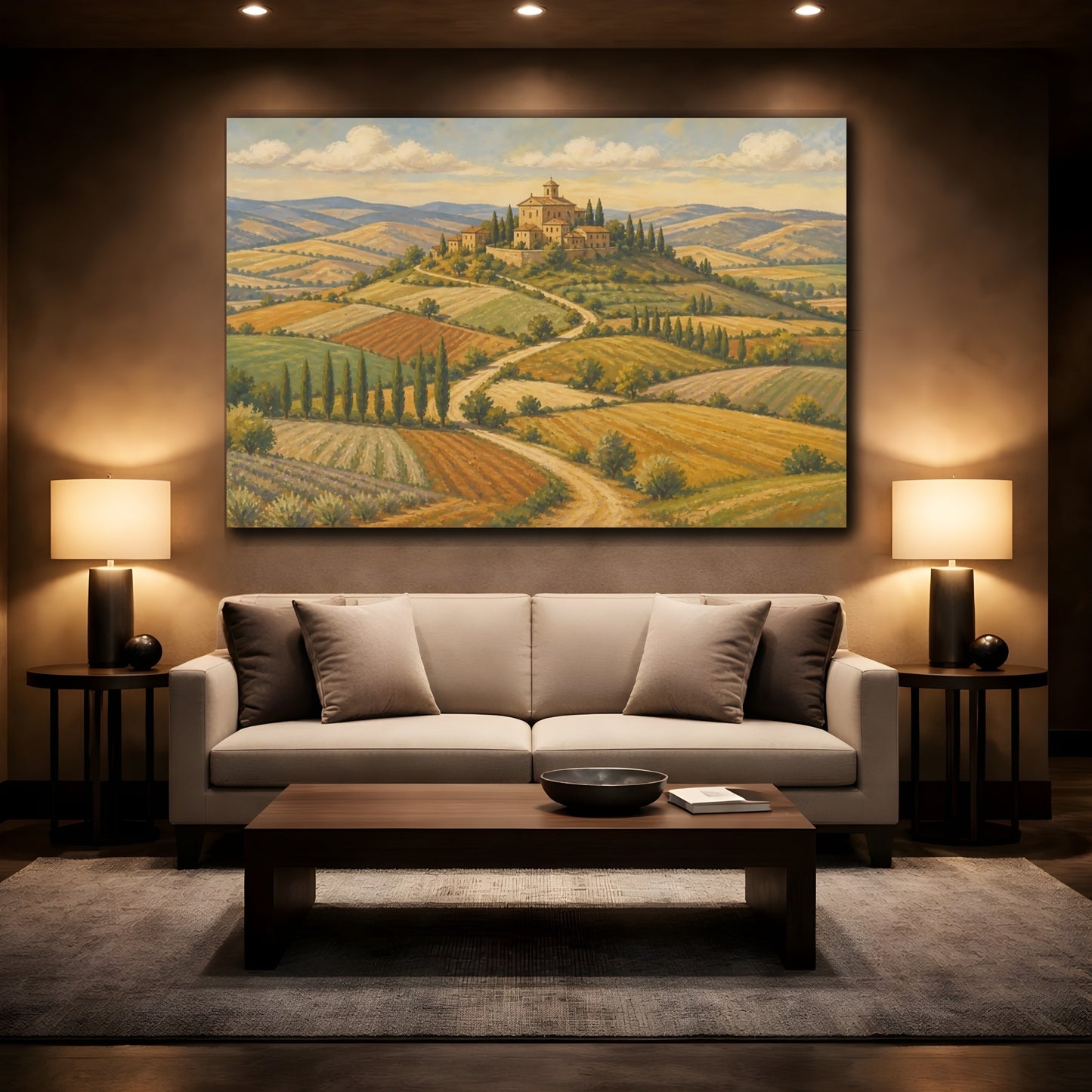Mockup 2. Hilltop Villa Landscape shown as canvas print