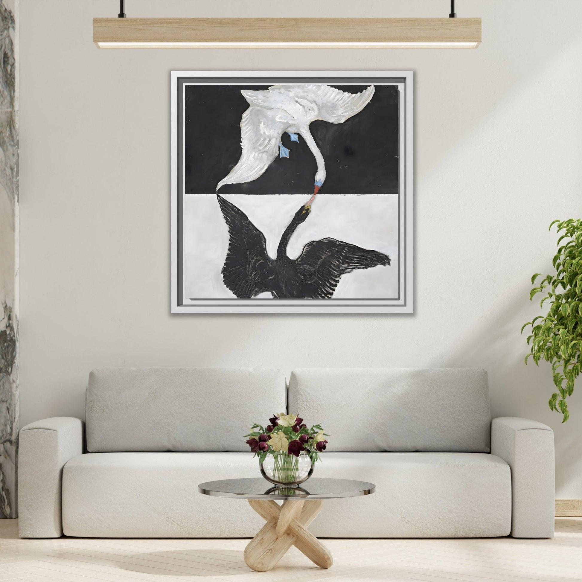 Hilma Af Klint Swan Canvas Wall Art Prints - Black White Home Decor