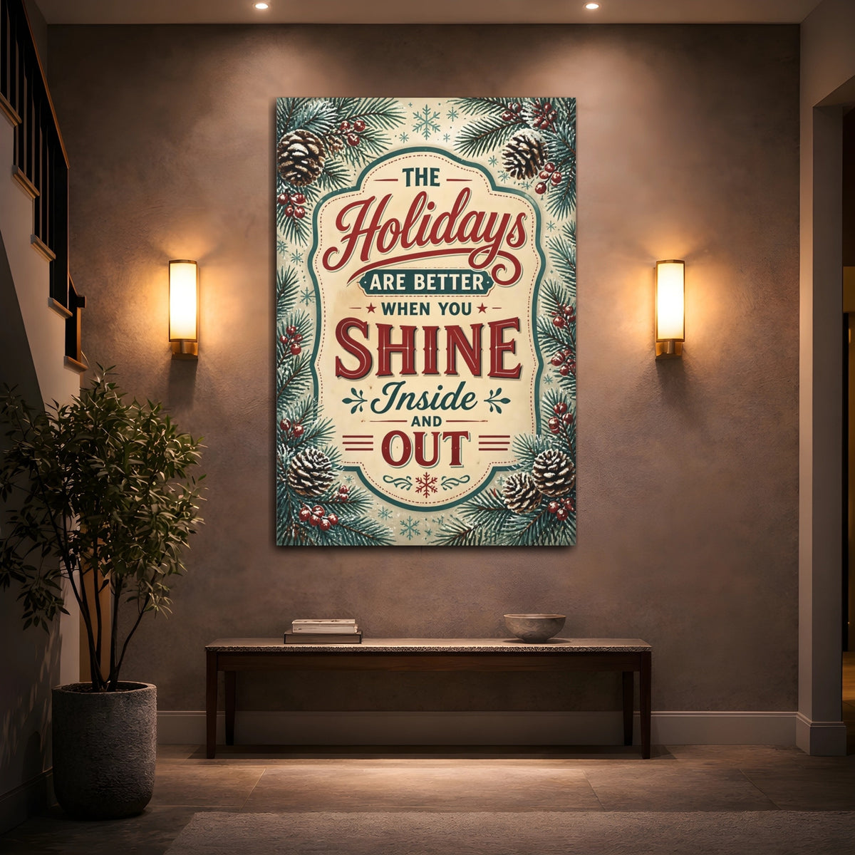 Mockup 2. Holidays Shine Inside And Out shown as canvas print