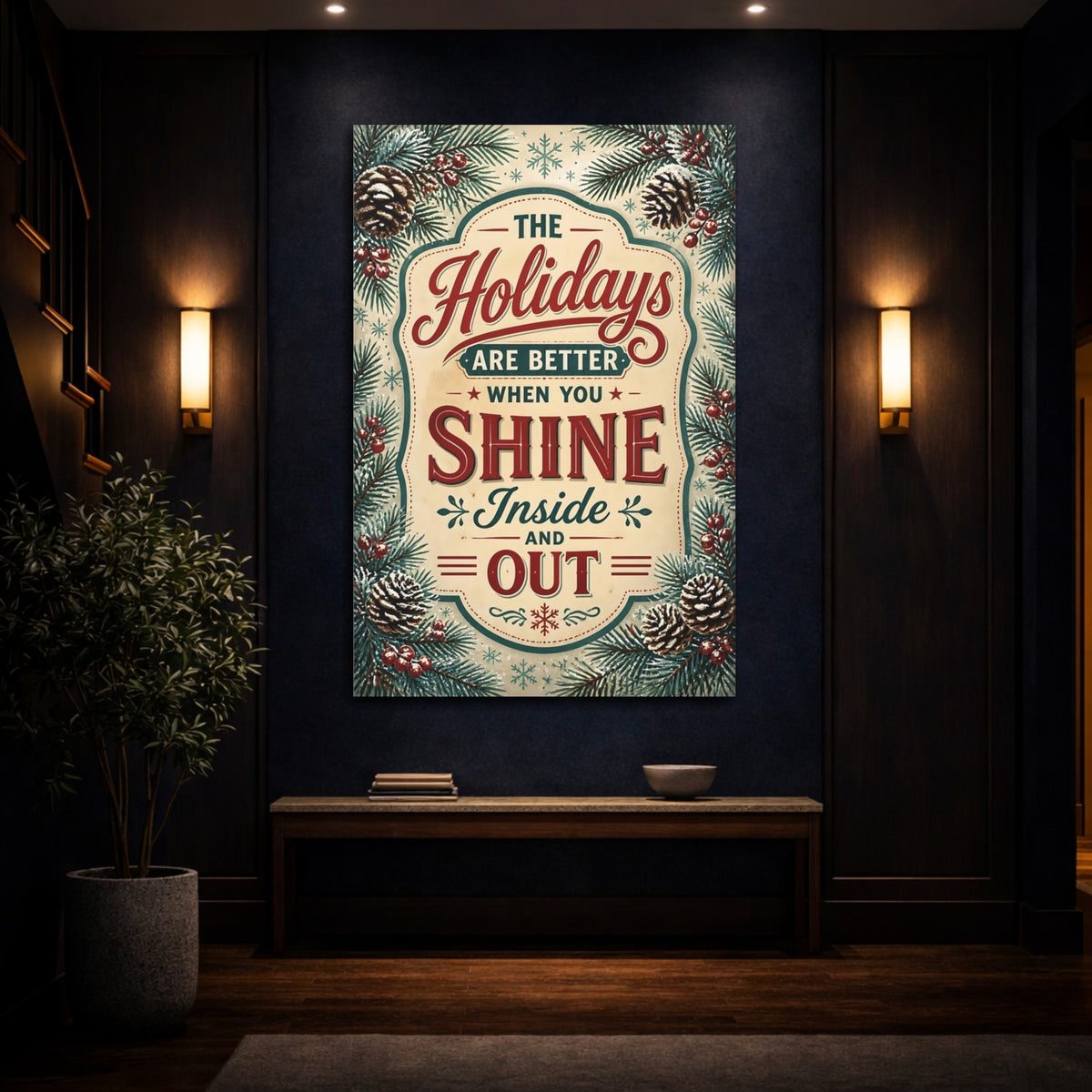 Mockup 4. Holidays Shine Inside And Out shown as canvas print