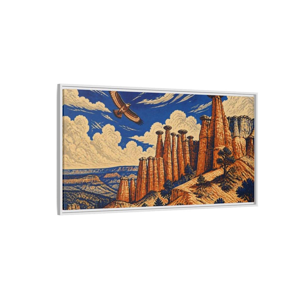 Side Mockup 3. Hoodoos Nature Vista shown as framed canvas print