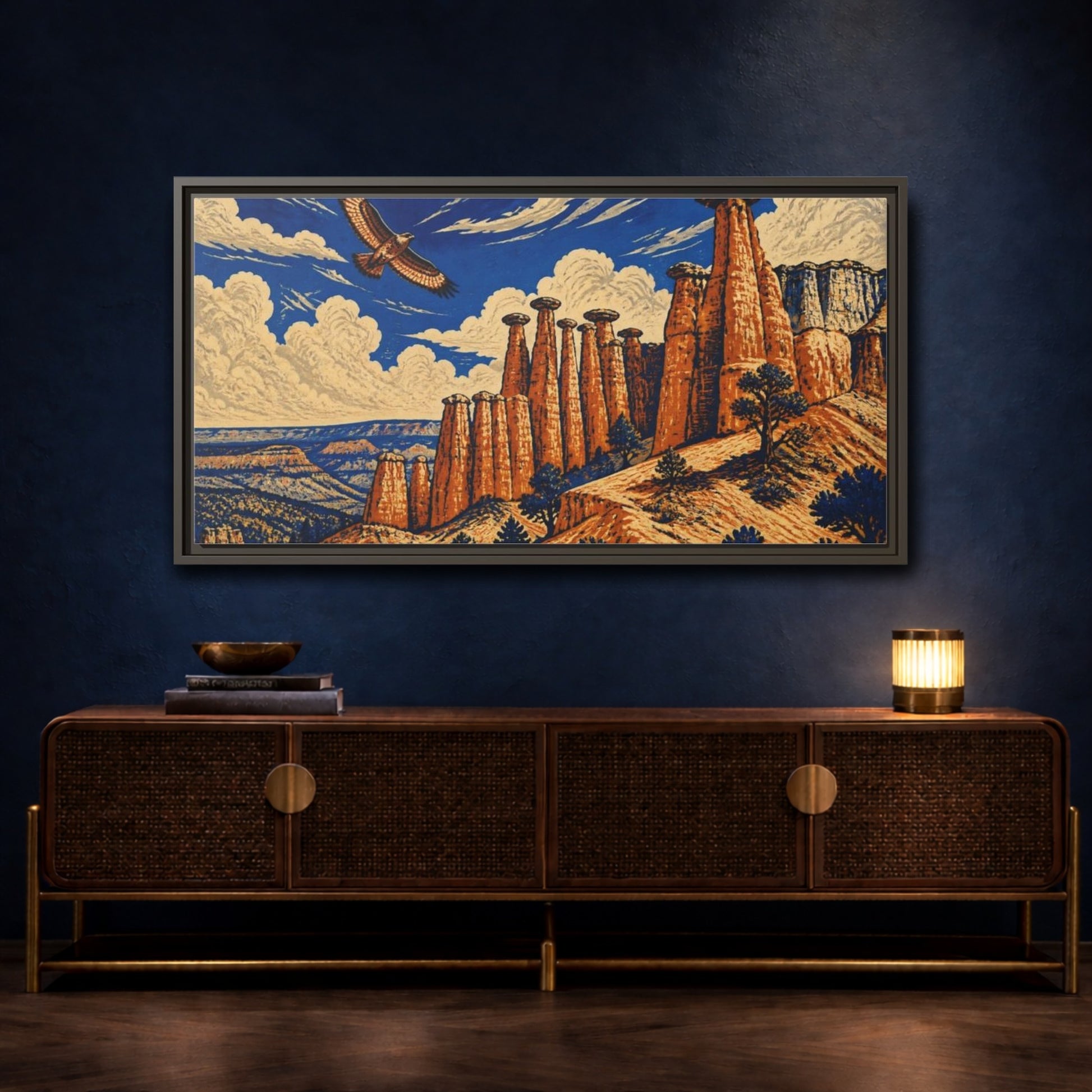 Mockup 4. Hoodoos Nature Vista shown as framed canvas print