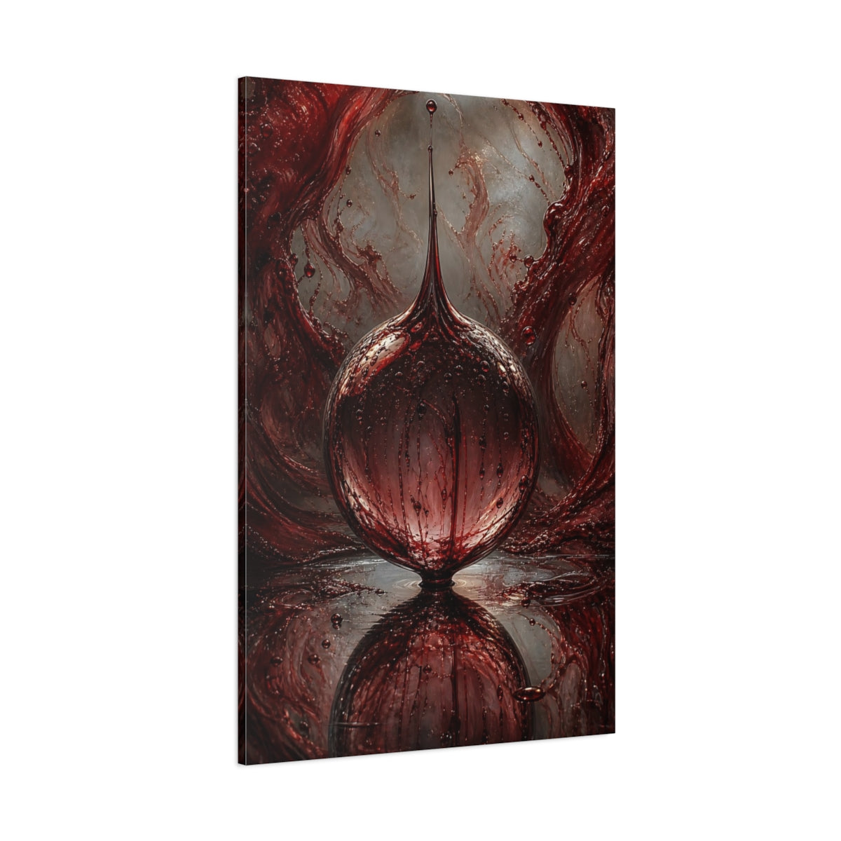 Side Mockup 1. Horror Blood Orb Dark Red shown as stretched canvas wall art