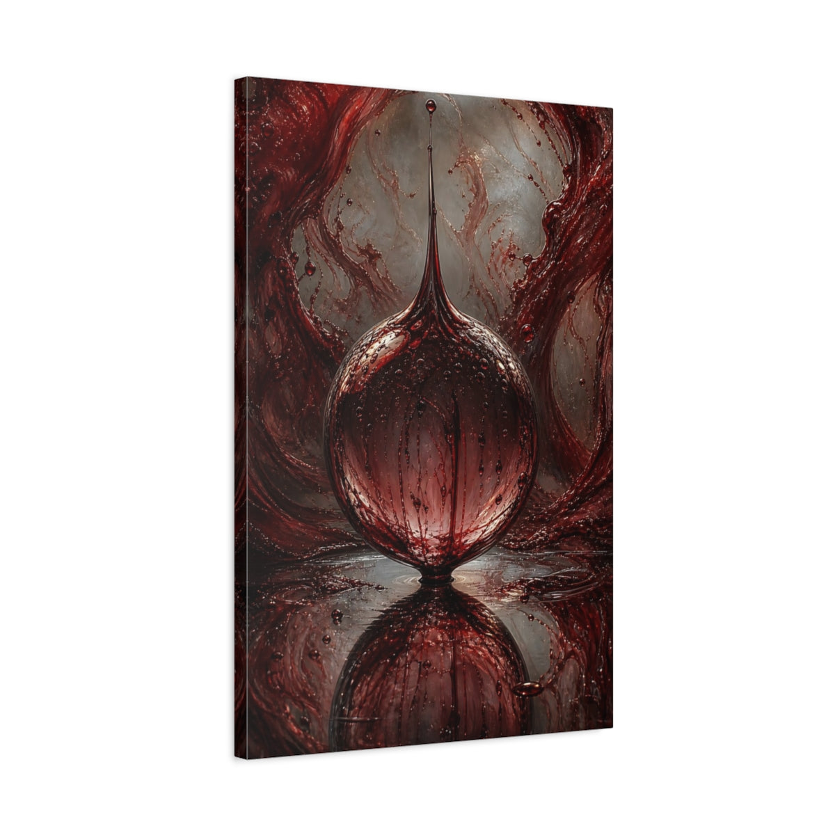 Side Mockup 2. Horror Blood Orb Dark Red shown as stretched canvas wall art