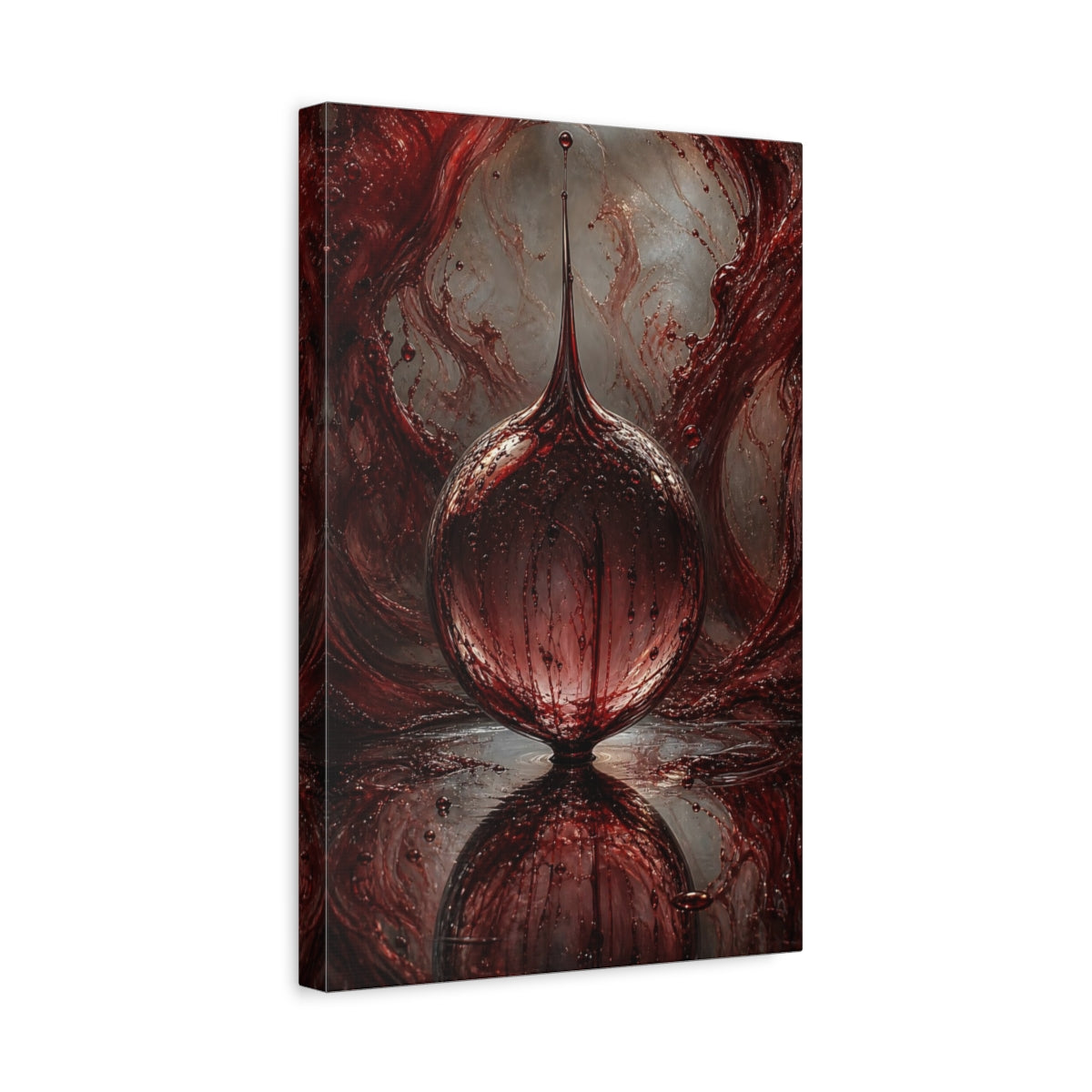 Side Mockup 4. Horror Blood Orb Dark Red shown as stretched canvas wall art