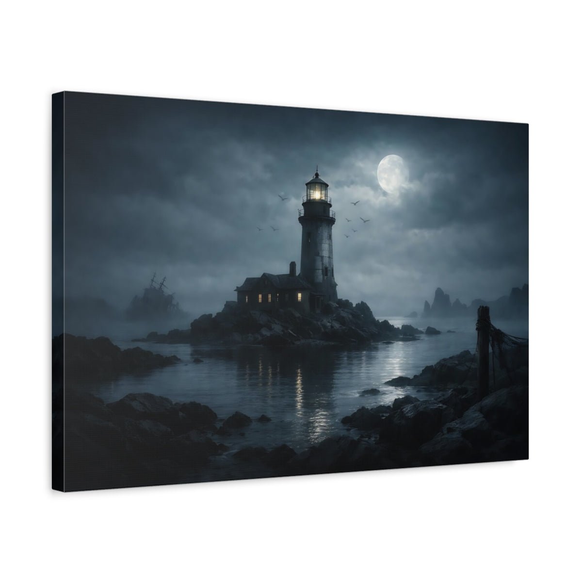 Horror Coastal Panorama Lighthouse - Canvas Wall Art Print - YesArtYes