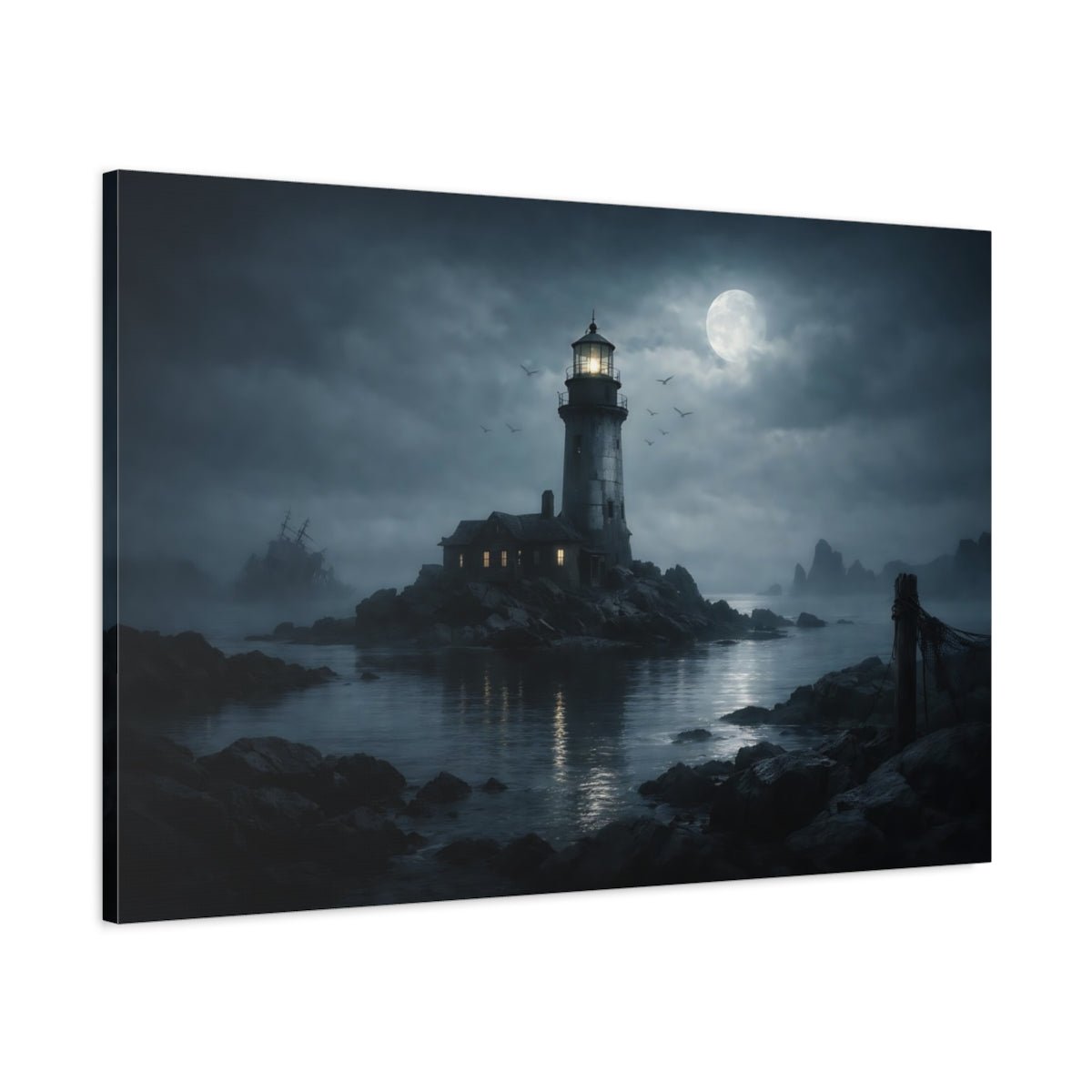Horror Coastal Panorama Lighthouse - Canvas Wall Art Print - YesArtYes