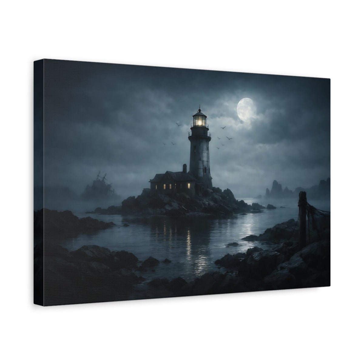 Horror Coastal Panorama Lighthouse - Canvas Wall Art Print - YesArtYes