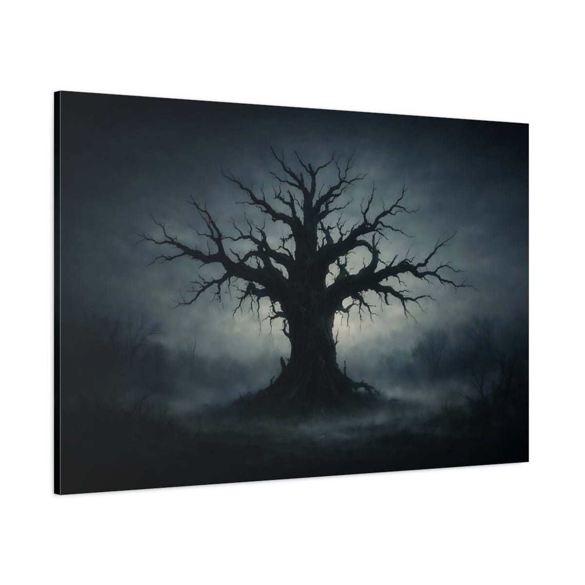 Horror Dead Tree Dark Blue - Canvas Wall Art Print - YesArtYes
