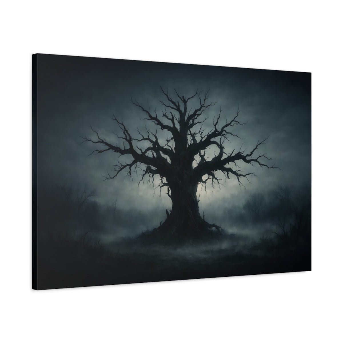 Horror Dead Tree Dark Blue - Canvas Wall Art Print - YesArtYes