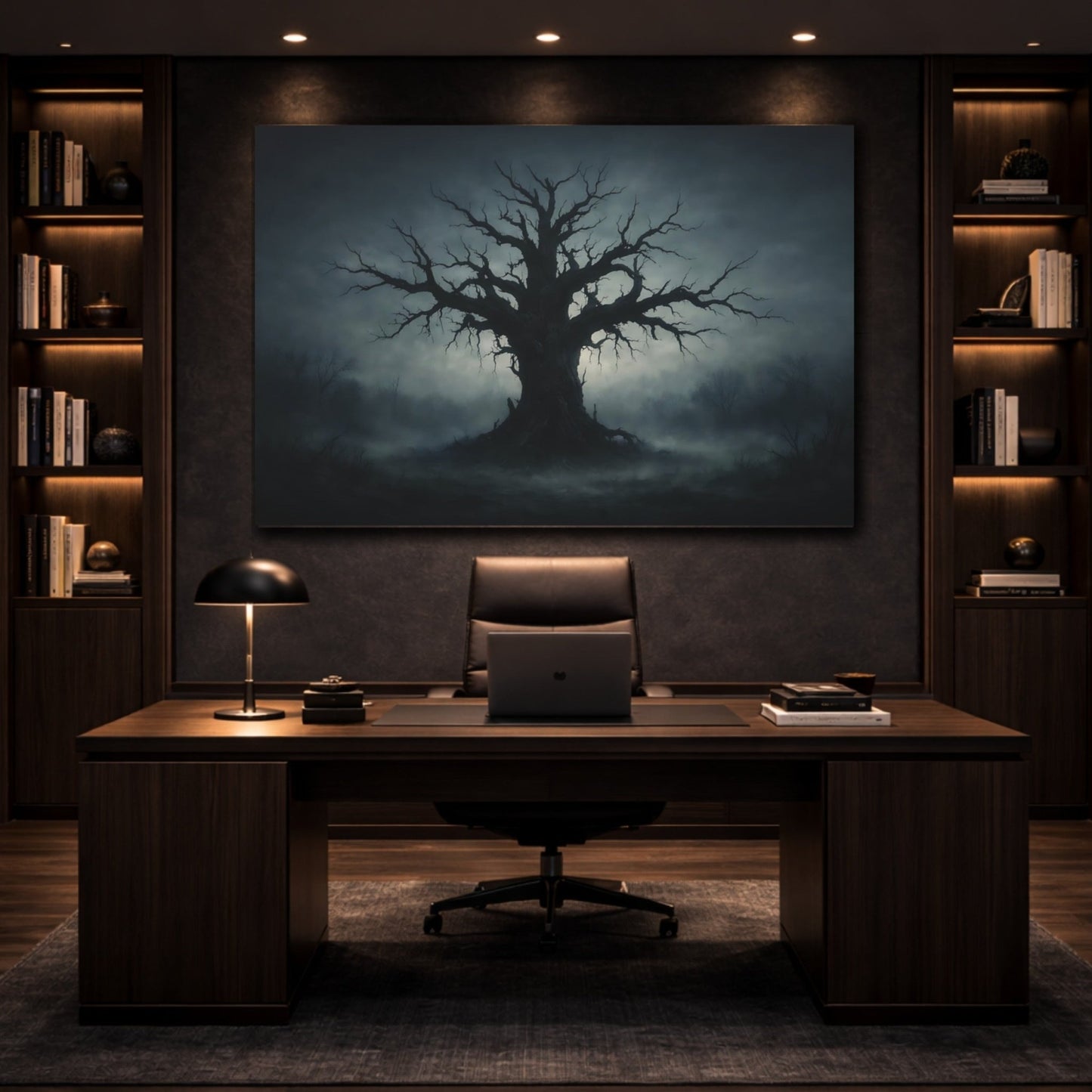 Horror Dead Tree Dark Blue - Canvas Wall Art Print - YesArtYes