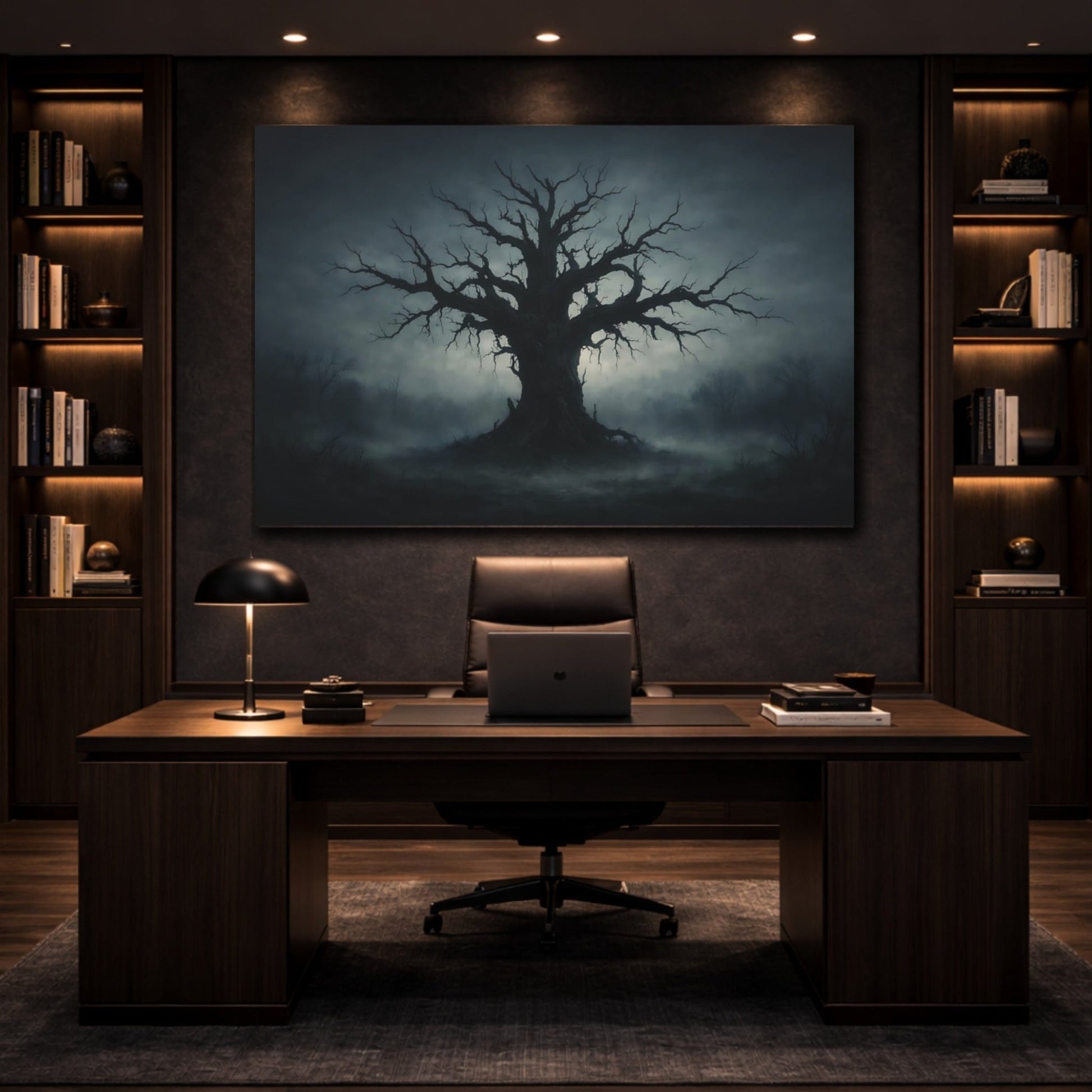 Horror Dead Tree Dark Blue - Canvas Wall Art Print - YesArtYes