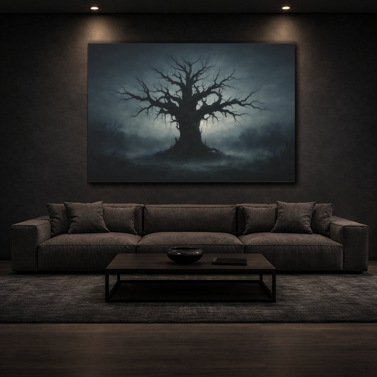 Horror Dead Tree Dark Blue - Canvas Wall Art Print - YesArtYes