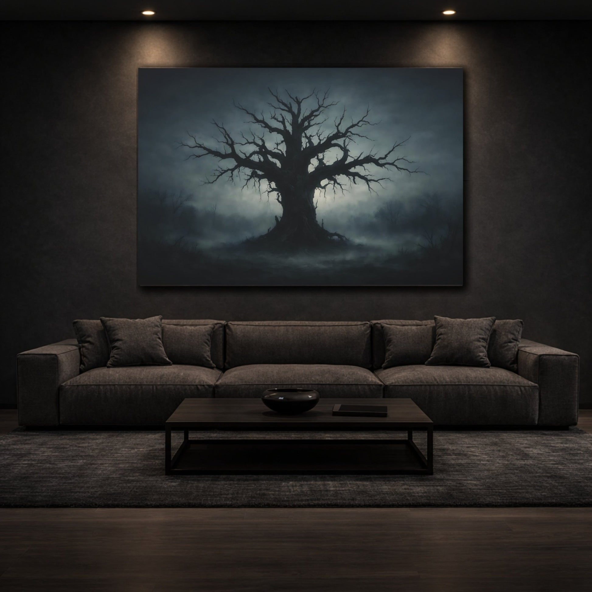 Horror Dead Tree Dark Blue - Canvas Wall Art Print - YesArtYes