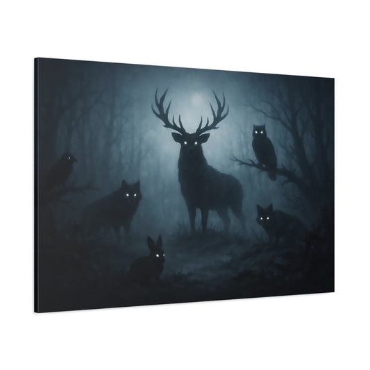 Horror Forest Animals shown as stretched canvas wall art