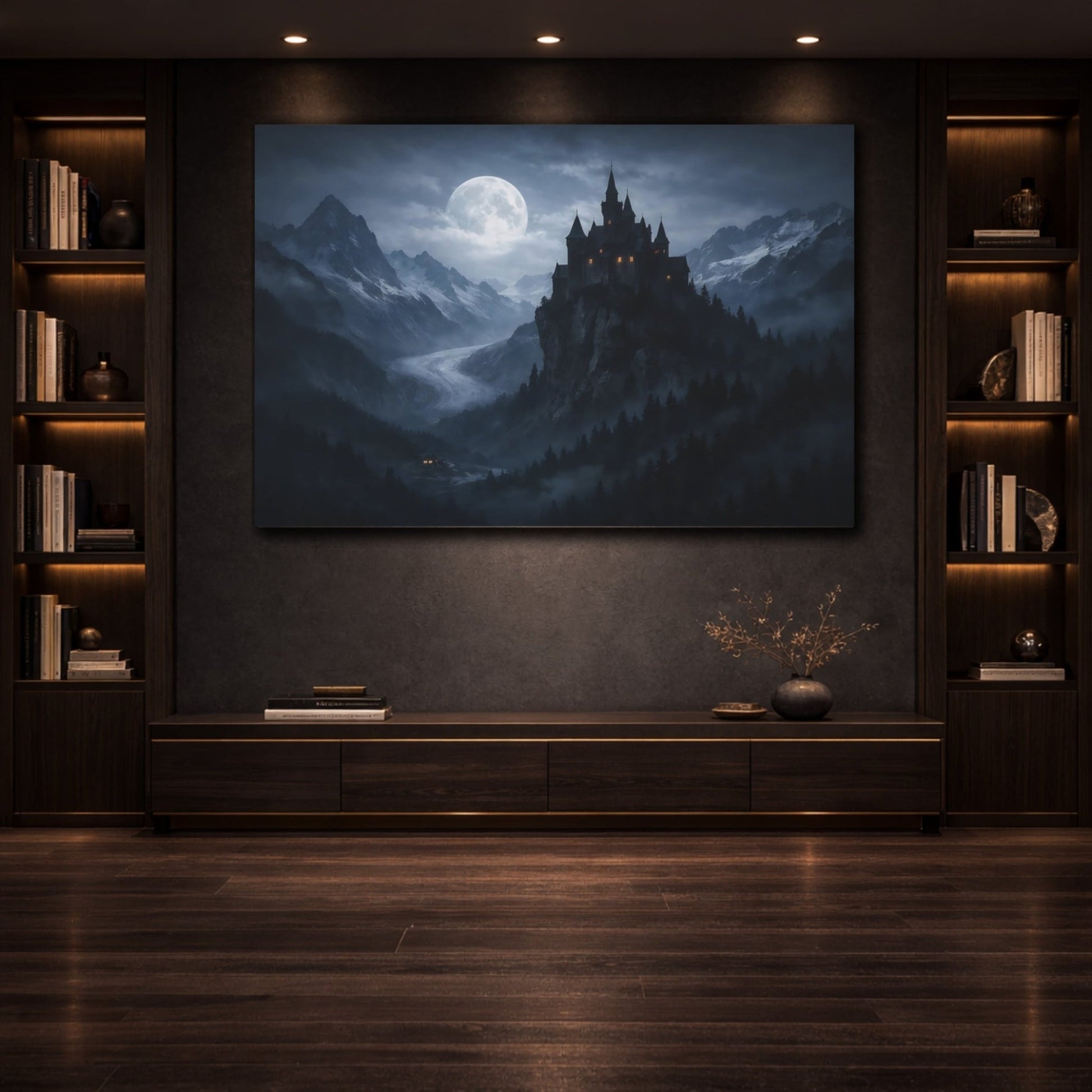 Horror Gothic Castle Dark Landscape - Canvas Wall Art Print - YesArtYes