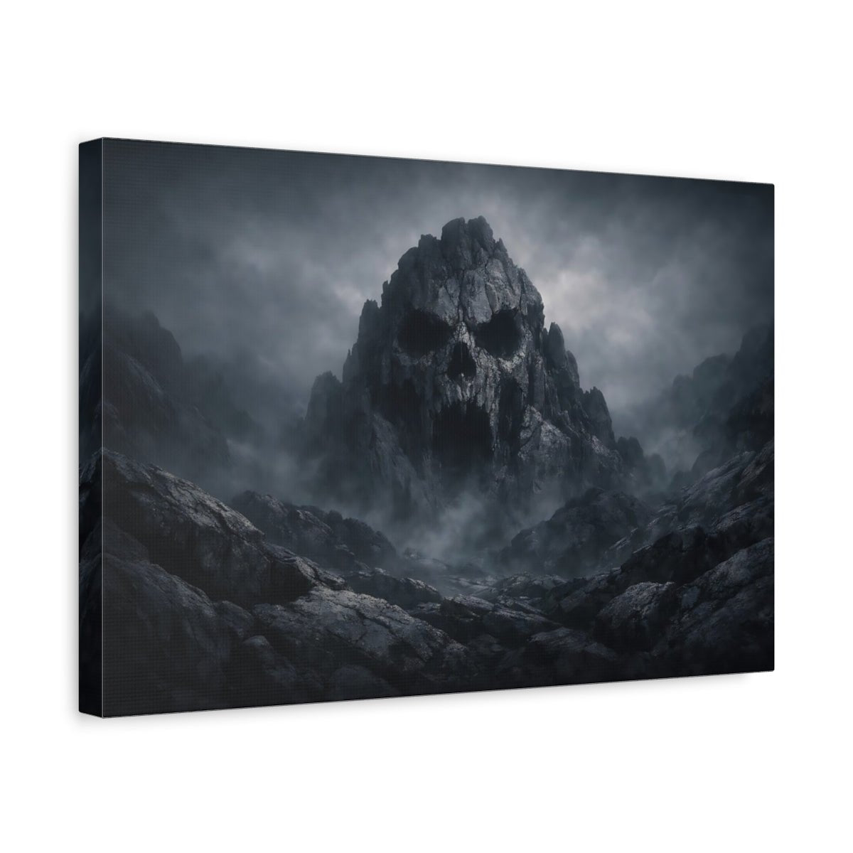Horror Granite Rock Texture Skull Mountain - Canvas Wall Art Print - YesArtYes
