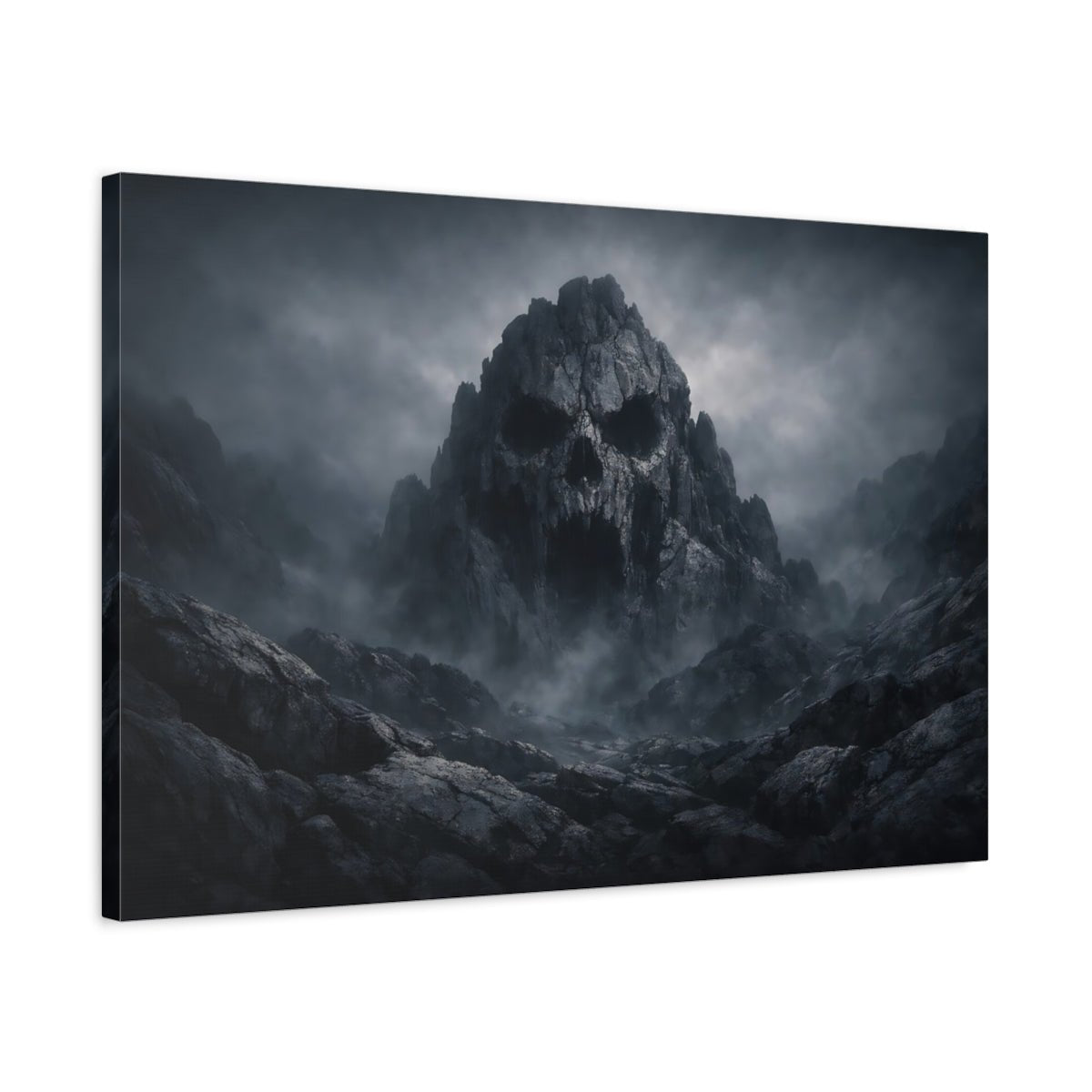 Horror Granite Rock Texture Skull Mountain - Canvas Wall Art Print - YesArtYes