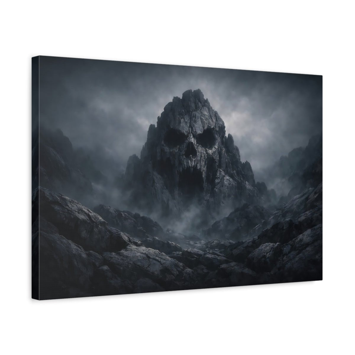 Horror Granite Rock Texture Skull Mountain - Canvas Wall Art Print - YesArtYes