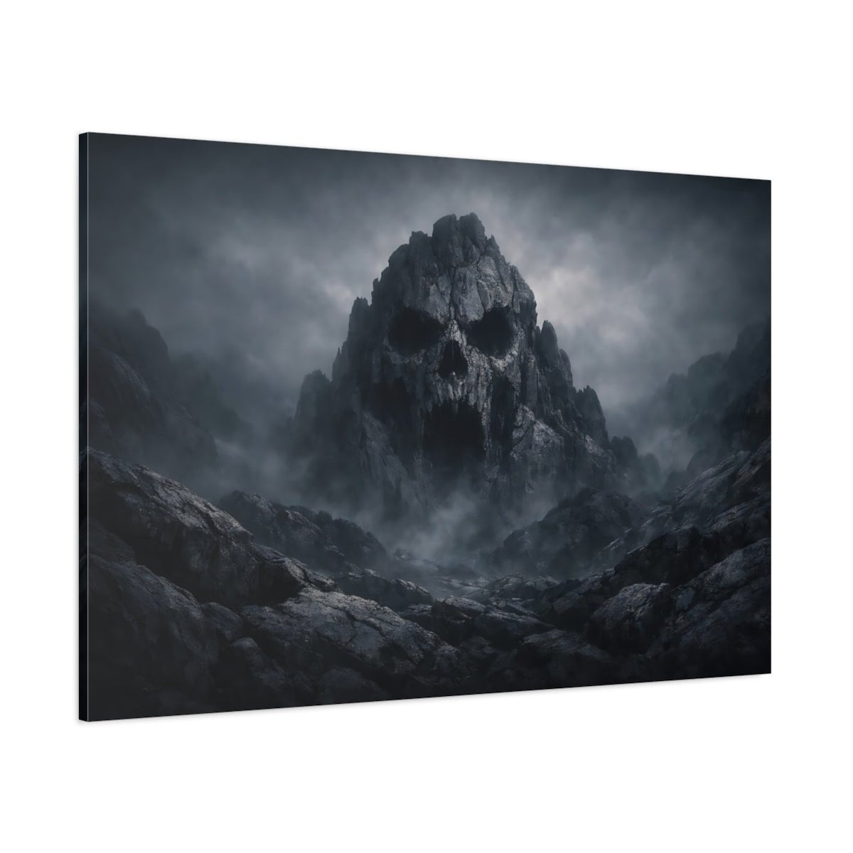 Horror Granite Rock Texture Skull Mountain - Canvas Wall Art Print - YesArtYes