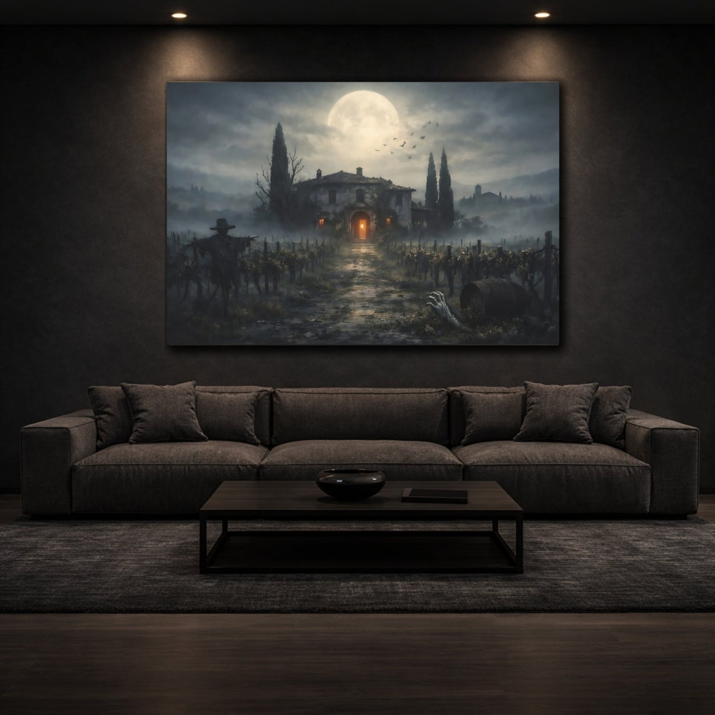 Horror Haunted House Gothic Vineyard - Canvas Wall Art Print - YesArtYes